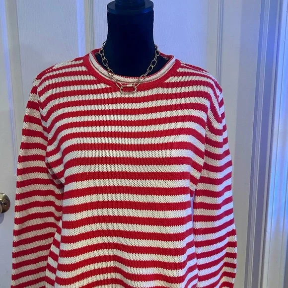 a new day Red and White Knit 100% Cotton Roll-Neck Sweater - Picture 1 of 6